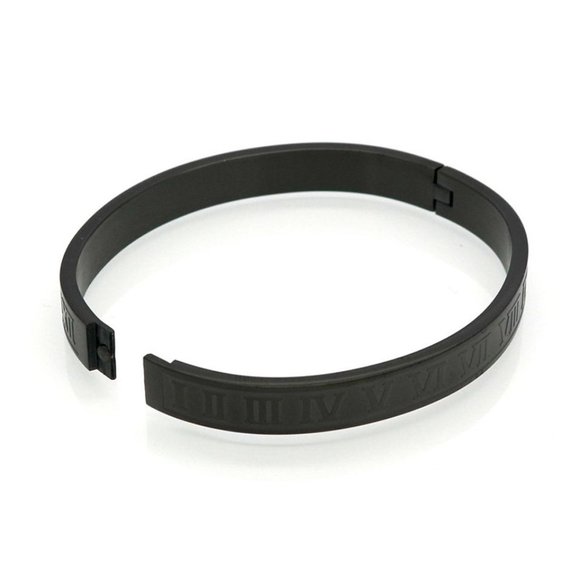 2/$35 💗 2 PC Royal Roman Buckle Numeral Cuff Bracelets Bangles Black - Picture 8 of 10